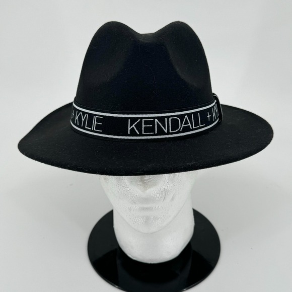 Kendall + Kylie Jenner Kardashian WOMENS Black White Fedora Cowboy Hat SIZE M - Picture 1 of 16